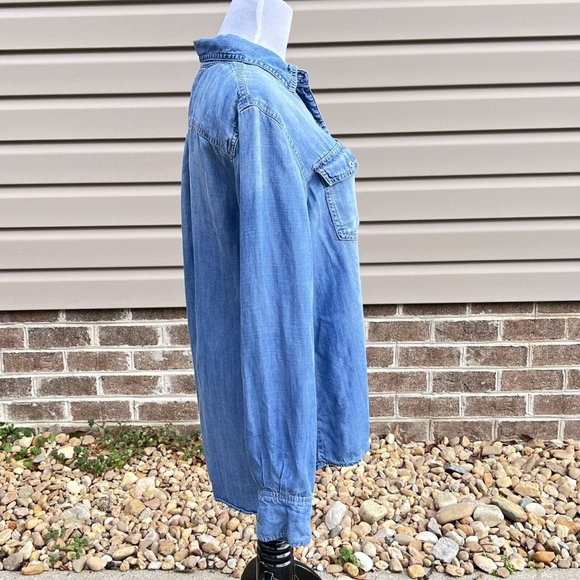 Buffalo David Bitton Womens Chambray Denim Long Sleeve Buttton Down Size Small - Picture 3 of 10